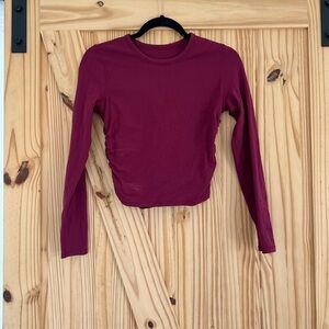lululemon athletica Long Sleeve Crop Top in Burgundy